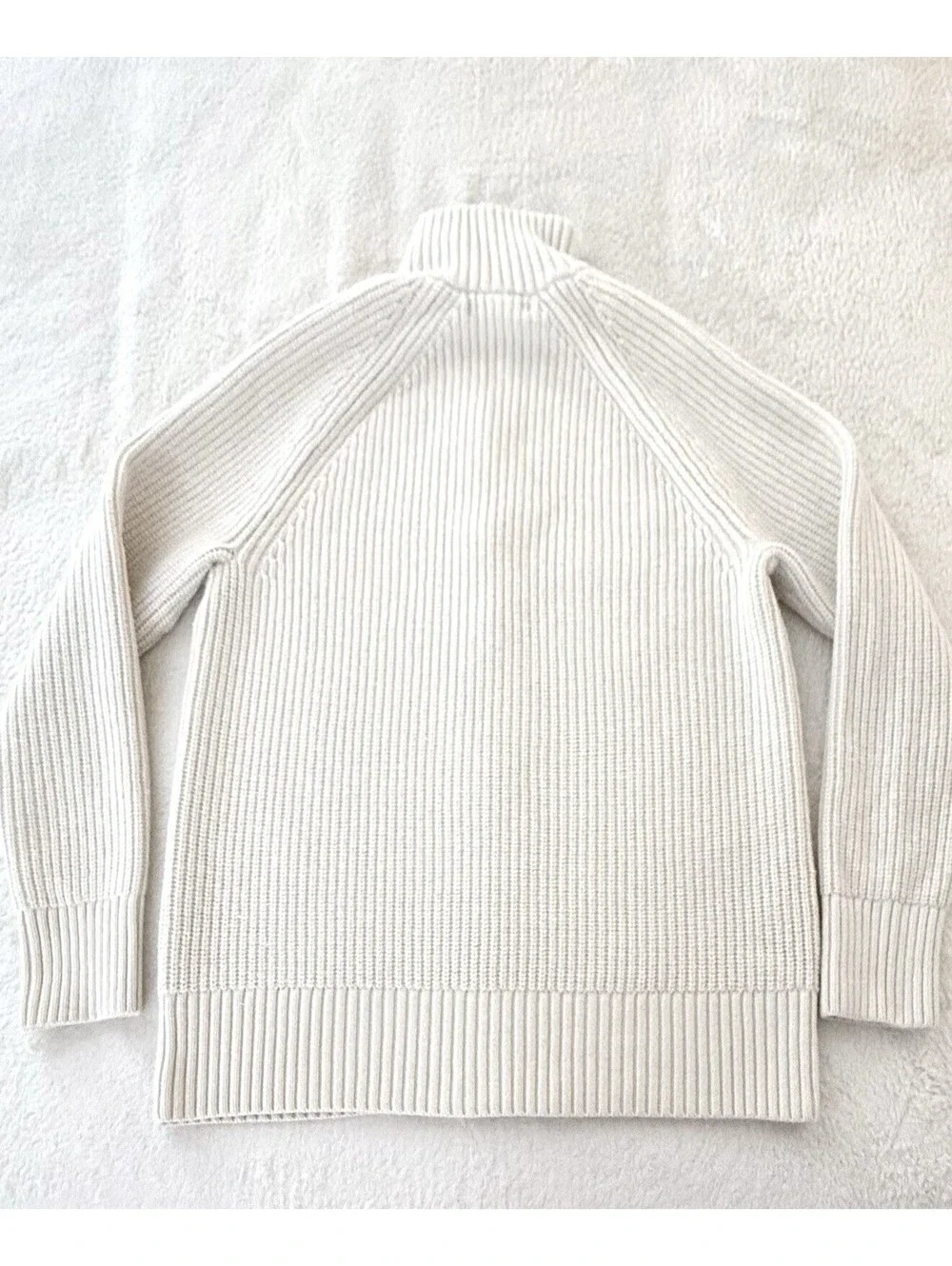 Banana Republic Mens L Merino Wool Blend Cable Knit Full Zip Sweater Ivory